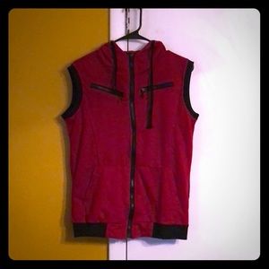 Sleeveless hoodie (red)
